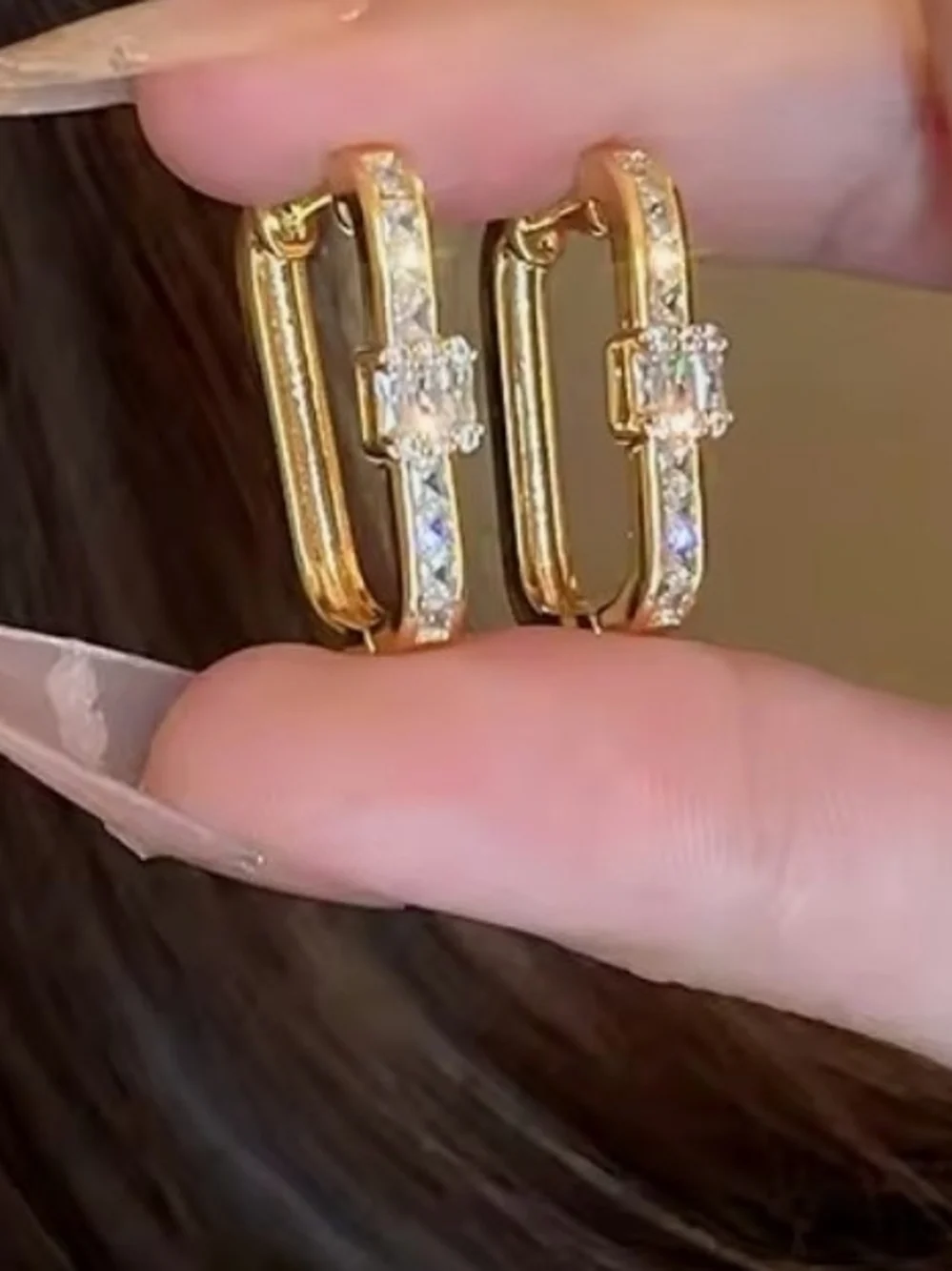 Gold Cubic Zirconia Huggie Hoop Earrings - Women's Jewelry